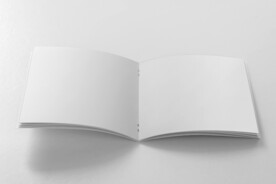 书册平躺翻开浅色背景样机展示