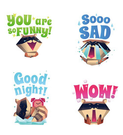 浣熊情绪表情贴纸集