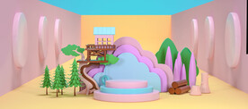 C4D模型小清新风格电商立体