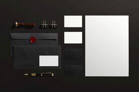 简约黑白质感名片单页样机模板