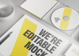 浅色背景碟片VI样机模板