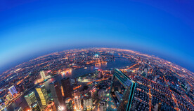 繁华璀璨城市夜景 广角 