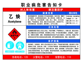 乙炔职业病危害告知卡