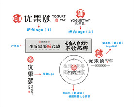 优果颐 奶茶 logo标志