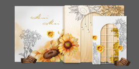 浅黄色向日葵婚礼迎宾区效果图