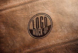 皮革效果图logo样机古风