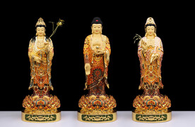 纯铜贴金 西方三圣菩萨 佛像