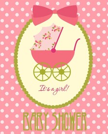 矢量粉色卡通婴儿车设计