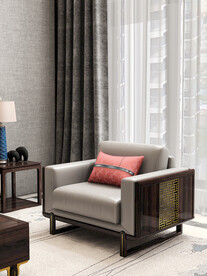 新中式单人沙发