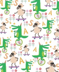 可爱卡通鳄鱼绵羊铺满图