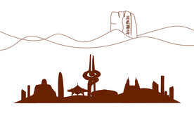 济南名胜剪影手绘 