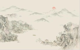 中式水墨山水国画电视背景墙