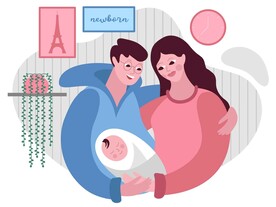 矢量卡通家庭婴儿插画