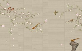 手绘工笔花鸟背景墙