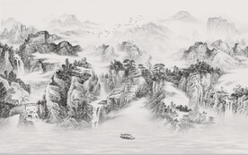 中式水墨山水国画电视背景墙