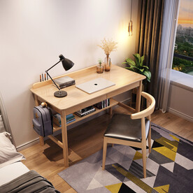 书桌橡胶木本色简约耐用