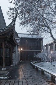 宫廷建筑雪景 