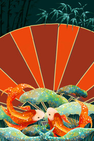 手绘国潮风背景中式海报