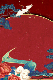 手绘国潮风背景中式海报