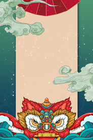 手绘国潮风背景中式海报