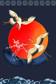 手绘国潮风背景中式海报