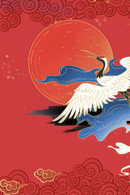 手绘国潮风背景中式海报