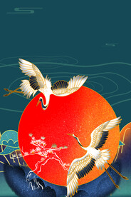 手绘国潮风背景中式海报