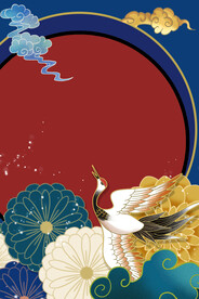 手绘国潮风背景中式海报 