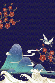 手绘国潮风背景中式海报