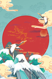 手绘国潮风背景中式海报