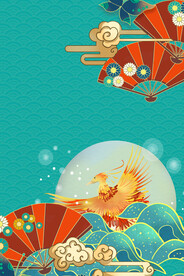 手绘国潮风背景中式海报