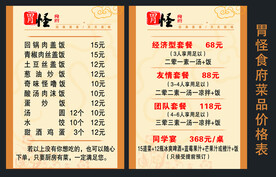 胃怪食府菜品价格表