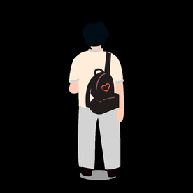 背着书包上学的小男孩