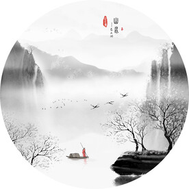 意境禅意山水水墨画