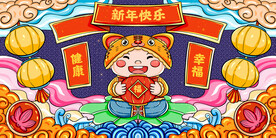 新年快乐吊旗