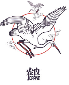仙鹤踏祥云国潮元素