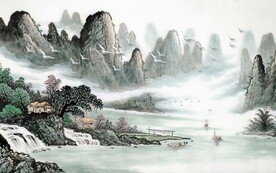 新中式国画山水背景墙