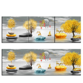 发财树 金色鹿装饰画