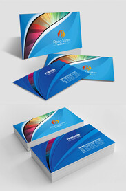 蓝色简约大气商务名片设计模板