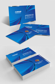 蓝色简约大气商务名片设计模板