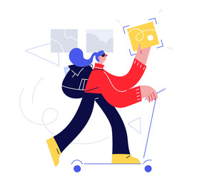 扁平风简笔画抽象运动人物插画