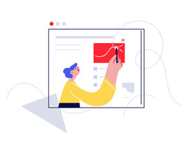 扁平风简笔画抽象人物插画