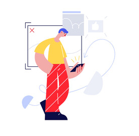 扁平风简笔画抽象人物插画 