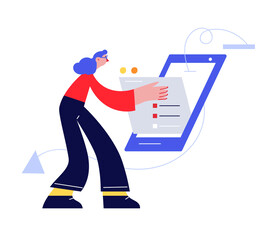 扁平风简笔画抽象人物插画