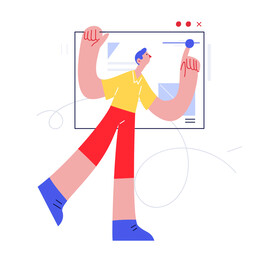 扁平风简笔画抽象人物插画