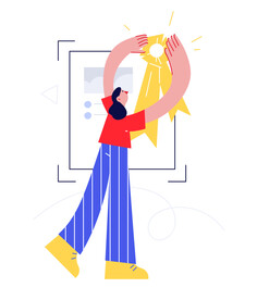 扁平风简笔画抽象人物插画