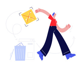 扁平风简笔画抽象办公人物插画