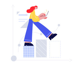 扁平风简笔画抽象人物插画