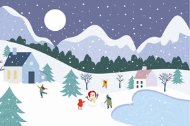 冬季下雪插画背景