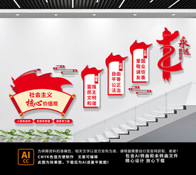 核心价值观楼梯文化墙